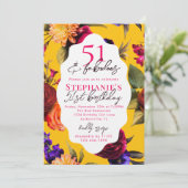 Invitation Yellow Floral 51 & Fabulous 51st Birthday Party (Debout devant)