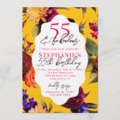 Invitation Yellow Floral 55 & Fabulous 55th Birthday Party (Devant)