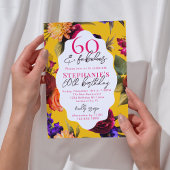 Invitation Yellow Floral 60 & Fabulous 60th Birthday Party
