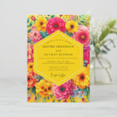 Invitation Yellow Floral Bloom Romance Wedding (Debout devant)