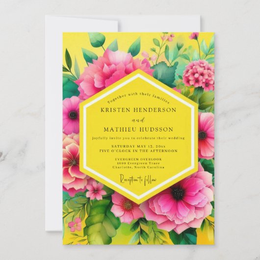 Invitation Yellow Floral Bloom Wedding (Devant)