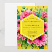 Invitation Yellow Floral Bloom Wedding (Devant / Derrière)