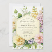 Invitation Yellow Floral Botanical Romance Wedding (Devant)