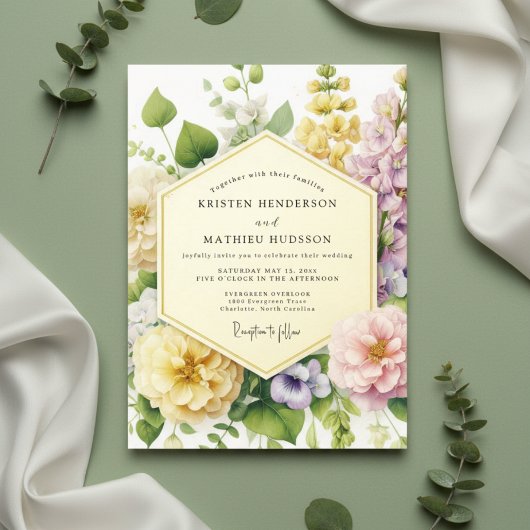 Invitation Yellow Floral Botanical Romance Wedding