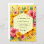 Invitation Yellow Floral Whimsy Wedding (Devant / Derrière)