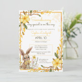 Invitation Yellow Flowers Somebunny On The Way Baby Shower (Debout devant)