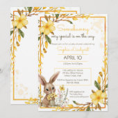 Invitation Yellow Flowers Somebunny On The Way Baby Shower (Devant / Derrière)