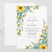 Invitation Yellow Fresh Wildflower Wedding (Devant / Derrière)