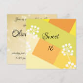 Invitation Yellow geometric background with floral graphic (Devant / Derrière)
