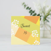 Invitation Yellow geometric background with floral graphic (Debout devant)