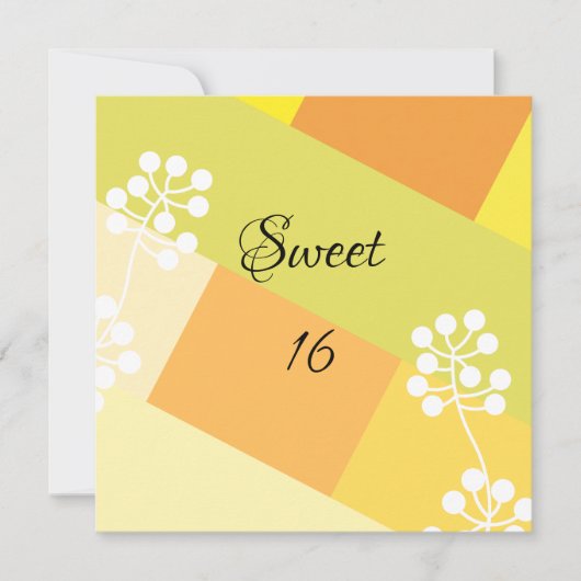 Invitation Yellow geometric background with floral graphic (Devant)
