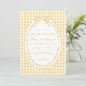 Invitation Yellow Gingham Coquette Bow Birthday Party (Debout devant)