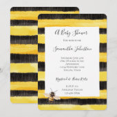 Invitation Yellow Gold Black Stripes Honey Bee Baby Shower (Devant / Derrière)