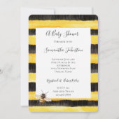 Invitation Yellow Gold Black Stripes Honey Bee Baby Shower (Devant)