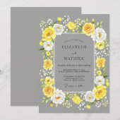 Invitation Yellow Gray Cheerful Summer Wedding (Devant / Derrière)