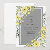 Invitation Yellow Gray Stylish Spring Wedding (Devant / Derrière)
