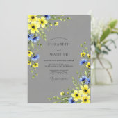Invitation Yellow Gray Vibrant Meadow Wedding (Debout devant)