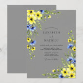 Invitation Yellow Gray Vibrant Meadow Wedding (Devant / Derrière)