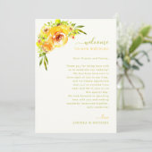 Invitation Yellow Green Wedding Welcome Letter Itinerary Card (Debout devant)