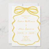 Invitation Yellow Hand Written Pinstripes Whimsical Wedding (Devant)