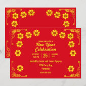 Invitation Yellow Hoa Mai Blossoms Têt Nouvel An (Devant / Derrière)