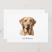 Invitation Yellow Labrador Retriever Note Card (Devant / Derrière)