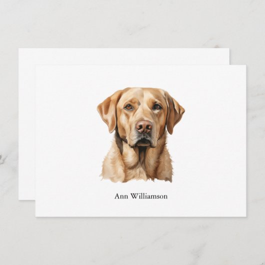 Invitation Yellow Labrador Retriever Note Card (Devant / Derrière)