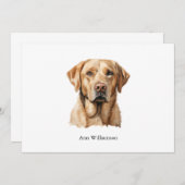 Invitation Yellow Labrador Retriever Note Card (Devant / Derrière)