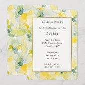 Invitation Yellow Lemon Abstract  Birthday   (Devant / Derrière)