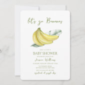 Invitation Yellow Let's Go Bananas Leaves Baby Shower (Devant)