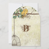 Invitation Yellow Love Birds Sitting (Dos)