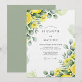 Invitation Yellow Lush Botanical Wedding (Devant / Derrière)
