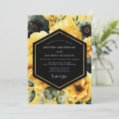 Invitation Yellow Noir Moody Wedding (Debout devant)