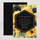 Invitation Yellow Noir Moody Wedding (Devant / Derrière)