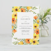 Invitation Yellow Orange Bloom Spring Wedding (Debout devant)