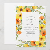 Invitation Yellow Orange Bloom Spring Wedding (Devant / Derrière)