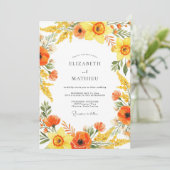 Invitation Yellow Orange Painterly Flourish Wedding (Debout devant)