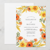 Invitation Yellow Orange Painterly Flourish Wedding (Devant / Derrière)
