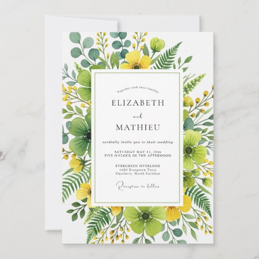 Invitation Yellow Organic Botanical Wedding (Devant)