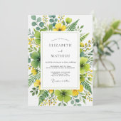 Invitation Yellow Organic Botanical Wedding (Debout devant)
