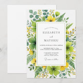 Invitation Yellow Organic Botanical Wedding (Devant / Derrière)
