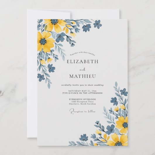 Invitation Yellow Painterly Countryside Wedding (Devant)