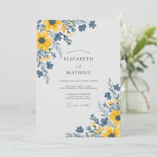 Invitation Yellow Painterly Countryside Wedding (Debout devant)
