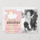 Invitation Yellow Pink Little Sunshine 1er anniversaire (Devant)