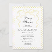 Invitation Yellow Polka Dot Coquette Bow Baby Shower  (Devant)