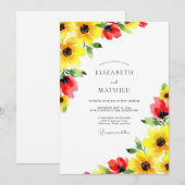 Invitation Yellow Red Sunkissed Summer Wedding (Devant / Derrière)