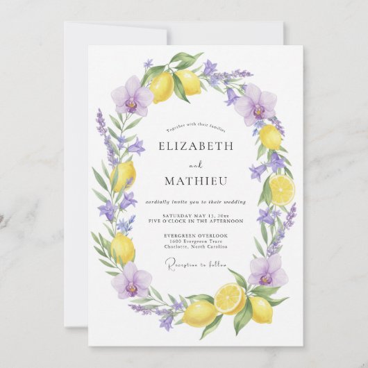 Invitation Yellow Refreshing Mediterranean Wedding (Devant)