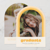 Invitation Yellow Retro Striped Arch Graduation Announcement (Devant / Derrière)