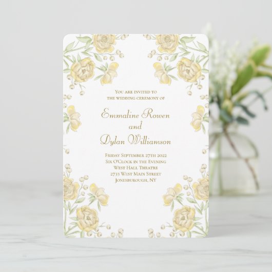 Invitation Yellow Rose Wedding (Debout devant)