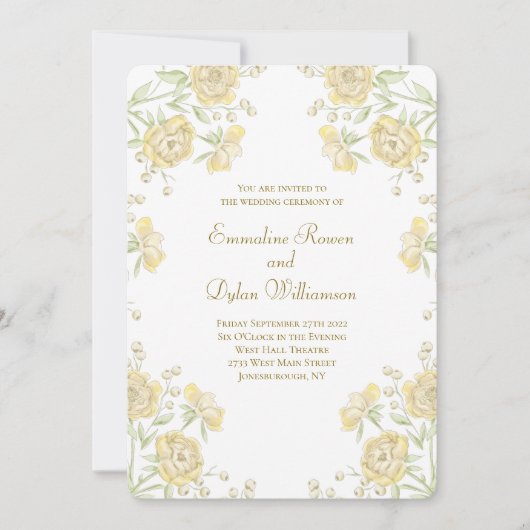 Invitation Yellow Rose Wedding (Devant)
